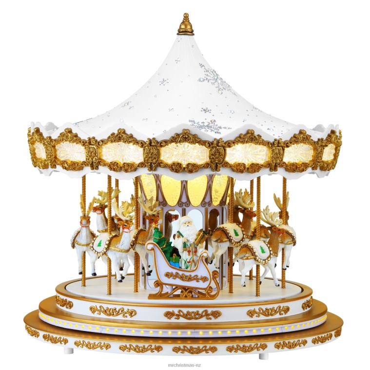 Mr. Christmas Decoration 90th Anniversary Collection-Animated & Musical Crystal Carousel, White 0J02617