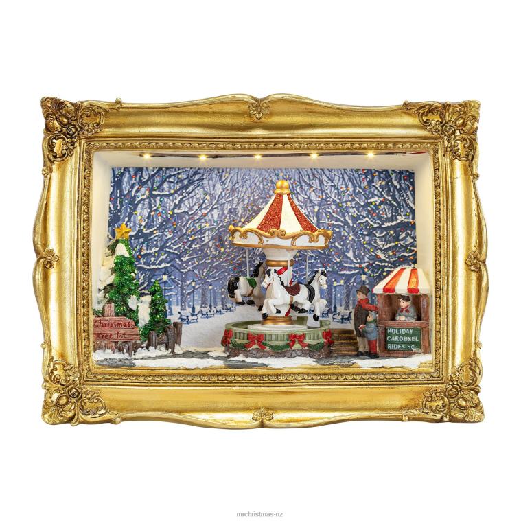 Mr. Christmas Decoration 90th Anniversary Collection-Animated & Musical Gold Frame Carousel Shadow Box 0J02612