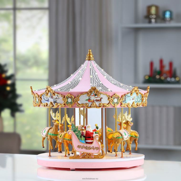 Mr. Christmas Decoration 12 Animated & Musical Pink Crystal Carousel 0J02626