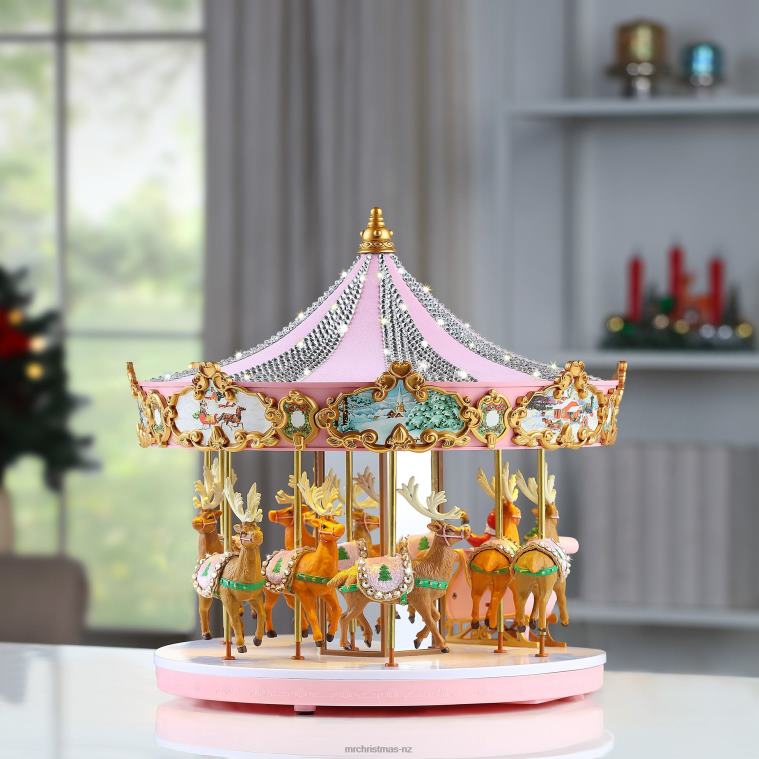 Mr. Christmas Decoration 12 Animated & Musical Pink Crystal Carousel 0J02626