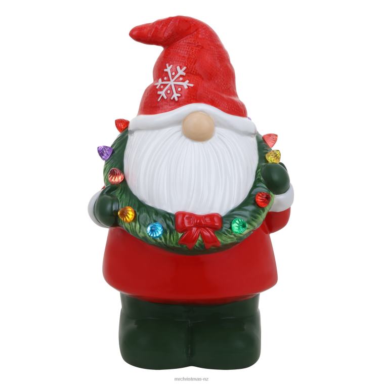 Mr. Christmas Decoration 12 Nostalgic Ceramic Figure-Gnome with Wreath 0J02673