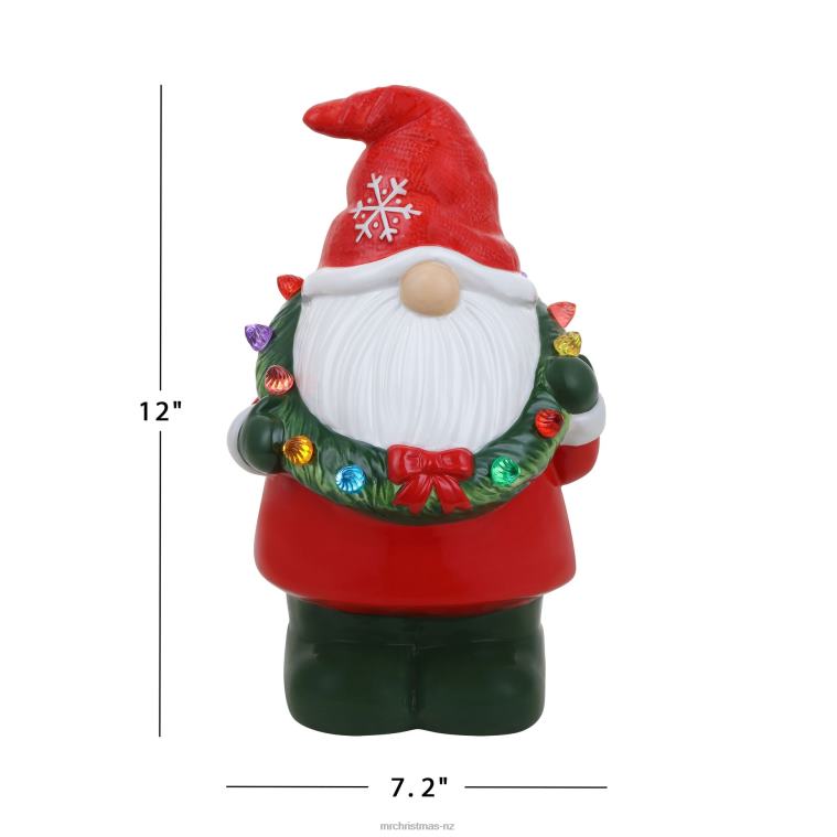 Mr. Christmas Decoration 12 Nostalgic Ceramic Figure-Gnome with Wreath 0J02673