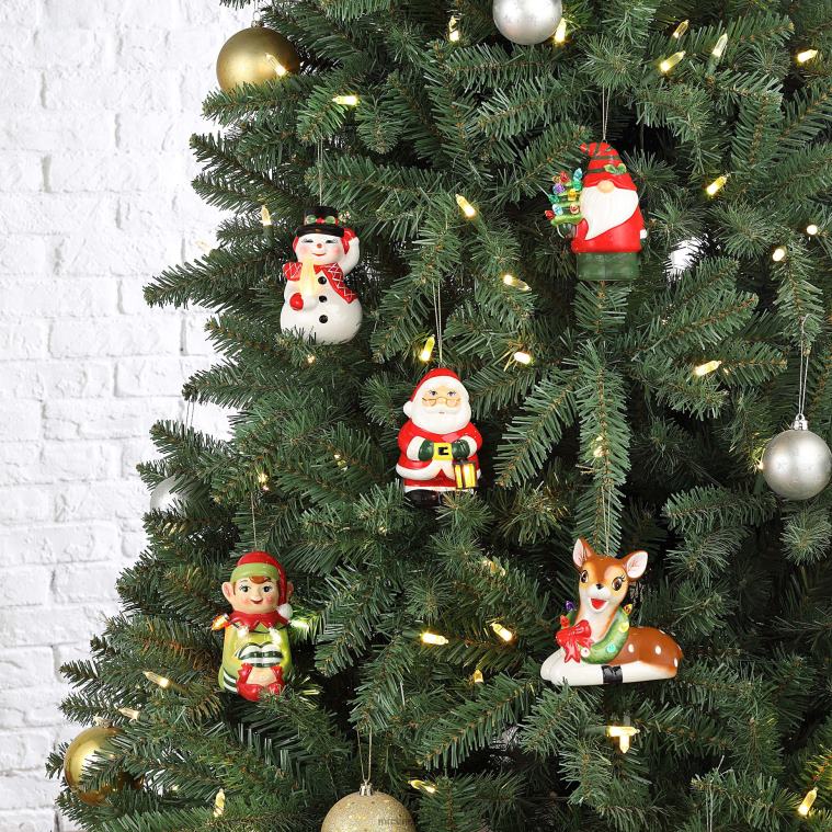 Mr. Christmas Decoration 4.5 Set of 5 Ceramic Lit Figurine Ornaments 0J02666