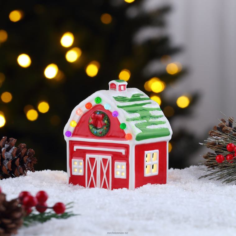 Mr. Christmas Decoration 5 Nostalgic Ceramic Village Barn 0J02653