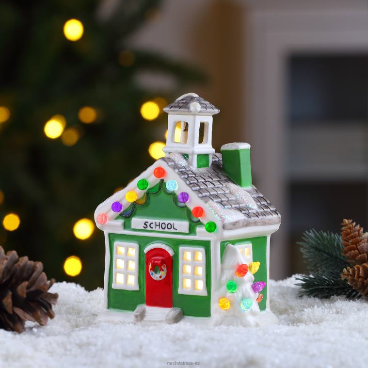 Mr. Christmas Decoration 6 Nostalgic Ceramic Village School 0J02652
