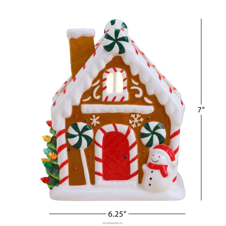 Mr. Christmas Decoration 7 Nostalgic Ceramic Lit Gingerbread House-Brown 0J02654