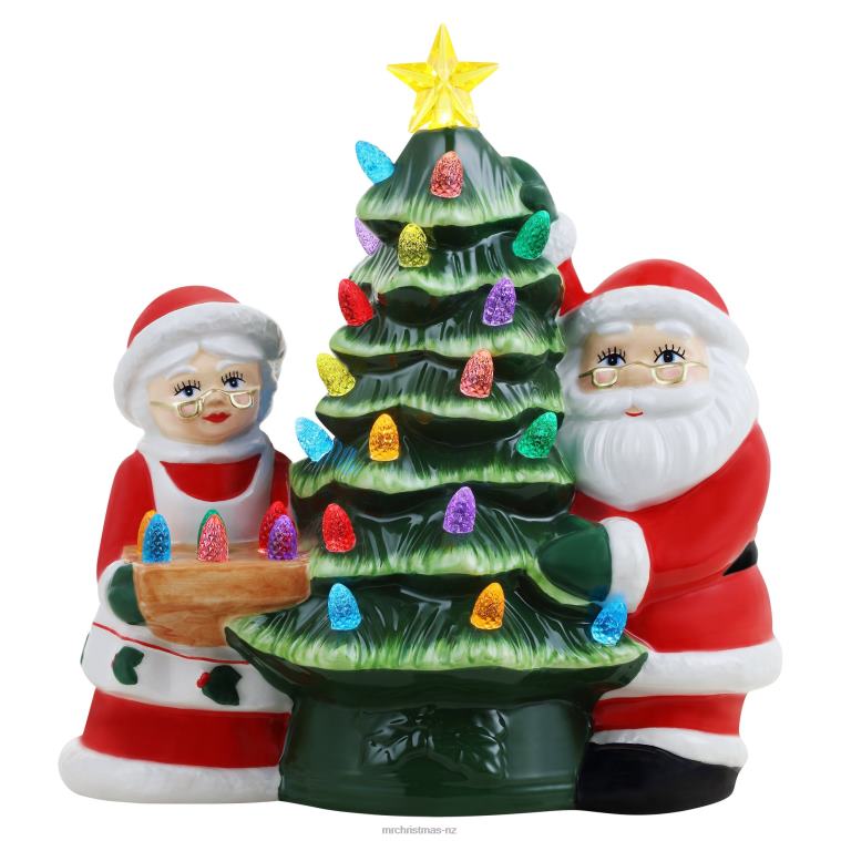 Mr. Christmas Decoration 9.25 Santa & Mrs. Claus Nostalgic Ceramic Tree 0J026169