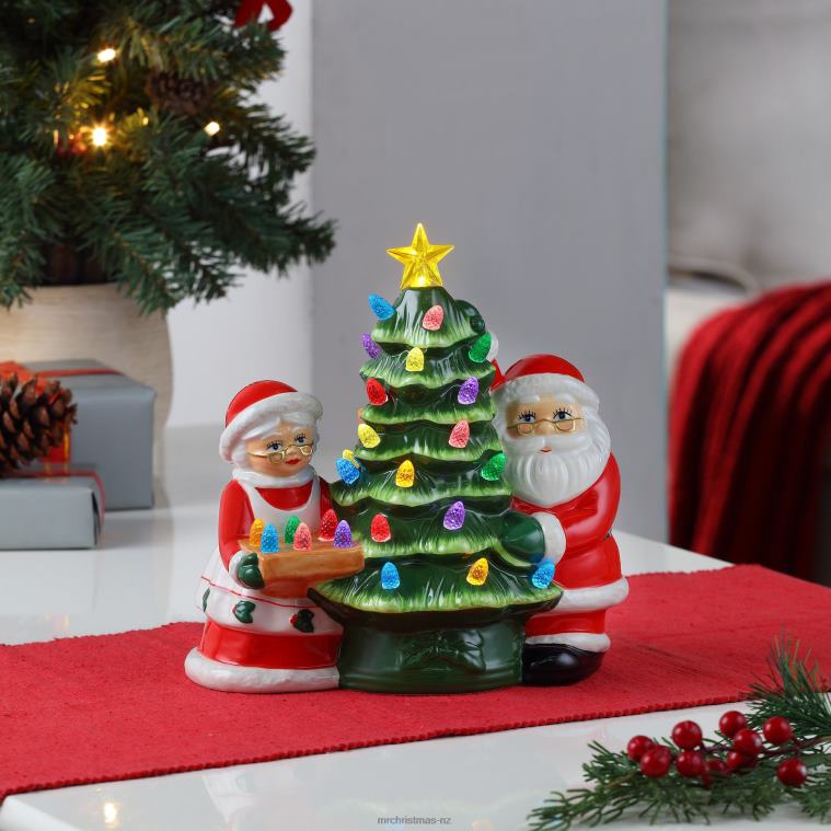 Mr. Christmas Decoration 9.25 Santa & Mrs. Claus Nostalgic Ceramic Tree 0J026169