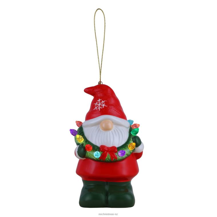 Mr. Christmas Decoration Mini Nostalgic Ceramic Figure-Gnome with Wreath 0J02670