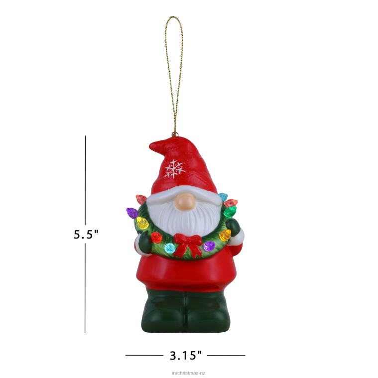 Mr. Christmas Decoration Mini Nostalgic Ceramic Figure-Gnome with Wreath 0J02670