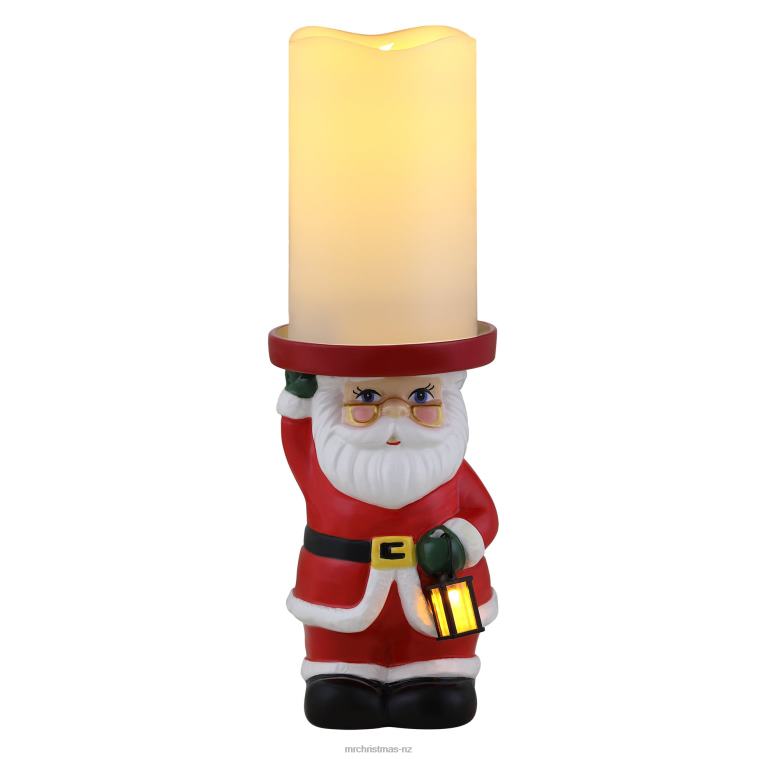 Mr. Christmas Decoration 6 Ceramic Lit Santa Candle Holder and Flameless Candle 0J026156