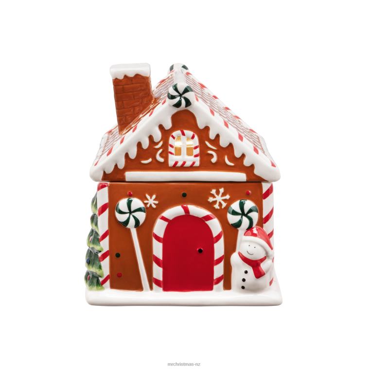 Mr. Christmas Decoration 9.5 Ceramic Lit Gingerbread House Cookie Jar 0J026264