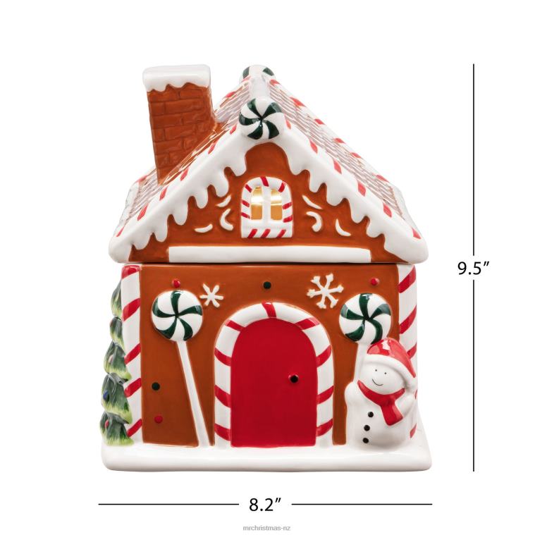 Mr. Christmas Decoration 9.5 Ceramic Lit Gingerbread House Cookie Jar 0J026264