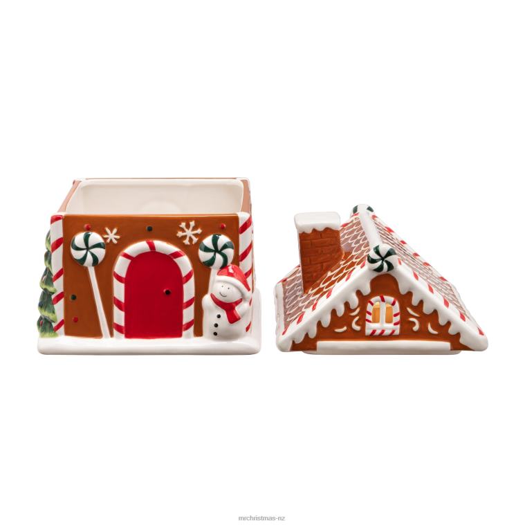 Mr. Christmas Decoration 9.5 Ceramic Lit Gingerbread House Cookie Jar 0J026264