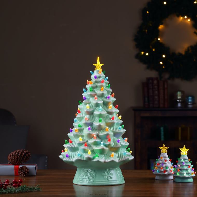 Mr. Christmas Decoration 18 Nostalgic Ceramic Tree-Seafoam 0J026238