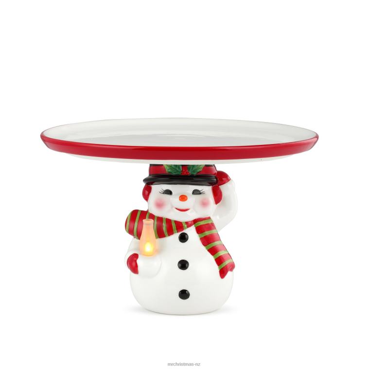 Mr. Christmas Decoration 10 Nostalgic Ceramic Cake Plate-Snowman 0J026106