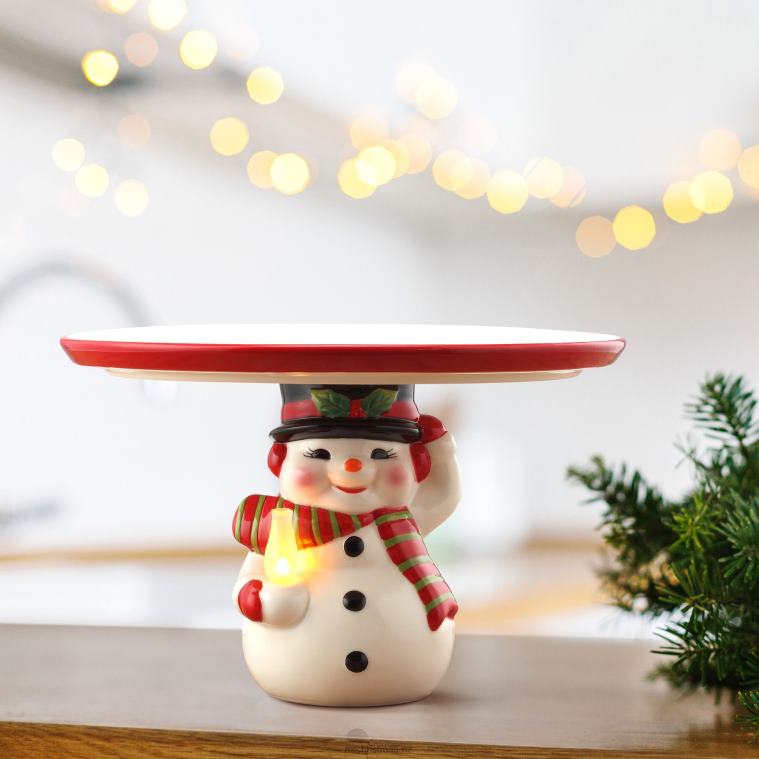 Mr. Christmas Decoration 10 Nostalgic Ceramic Cake Plate-Snowman 0J026106