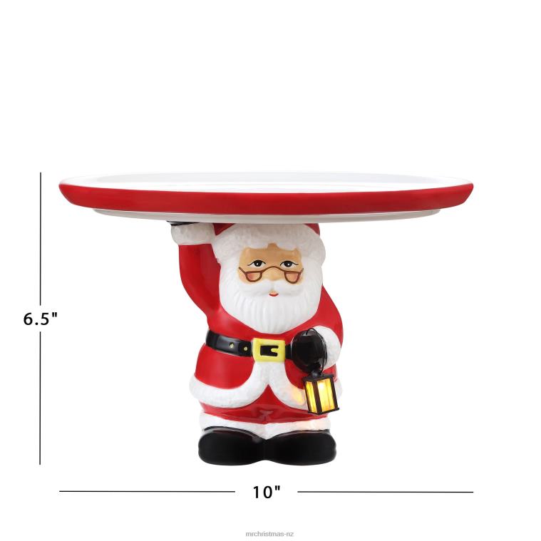 Mr. Christmas Decoration 10 Nostalgic Ceramic Cake Plate-White Santa 0J026107