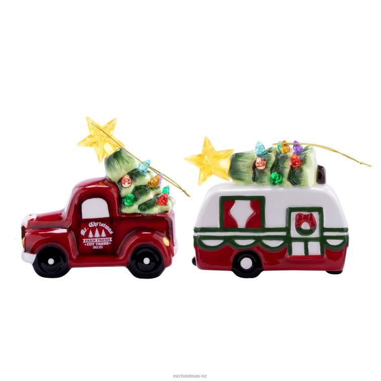 Mr. Christmas Decoration 4.5 Set of 2 Ceramic Retro Vehicle Ornaments 0J026141