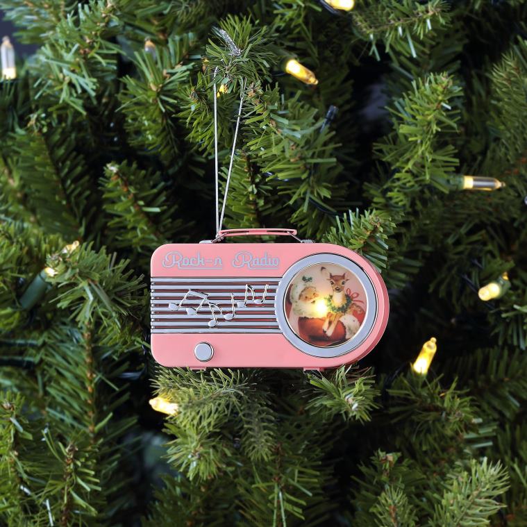 Mr. Christmas Decoration 4.75 Retro Radio Ornament-Pink 0J02682