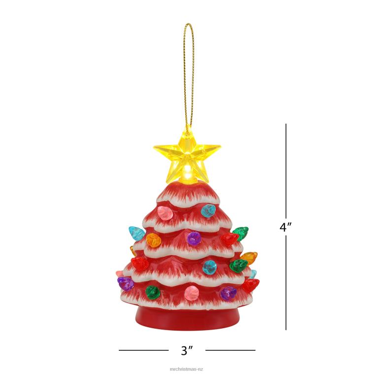 Mr. Christmas Decoration 4 Set of 3 Nostalgic Ceramic Lit Tree Ornaments-Pink, Red, Lavender 0J026120