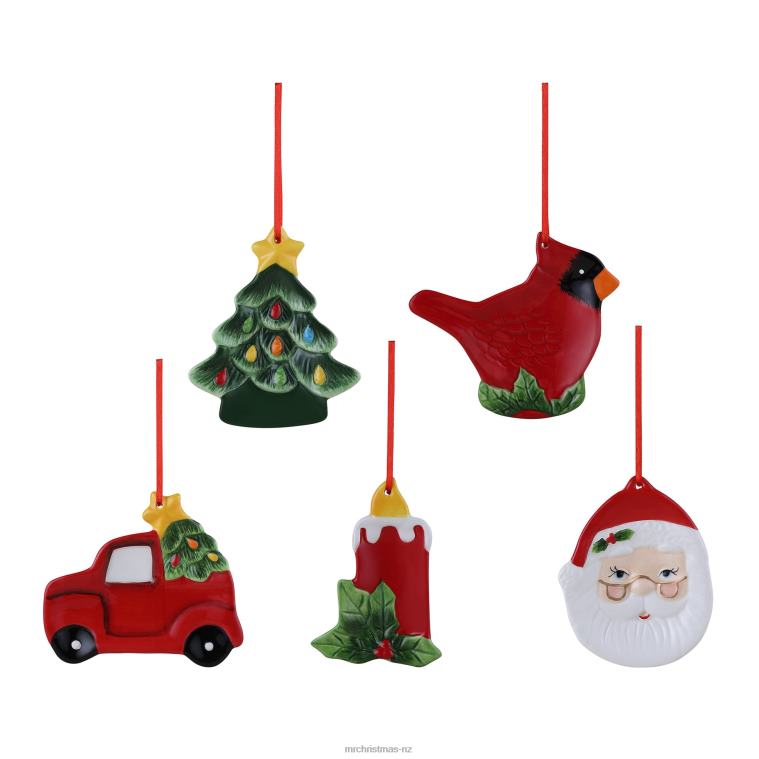 Mr. Christmas Decoration 4 Set of 5 Ceramic Vintage Ornaments 0J026151