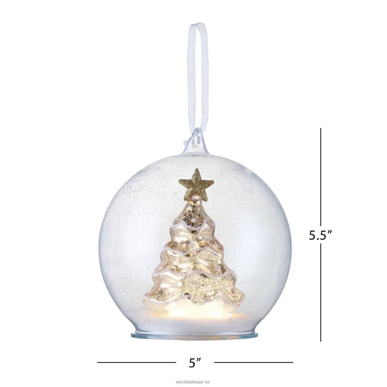 Mr. Christmas Decoration 5.5 Mercury Glass Tree Globe Ornament-Gold 0J02688