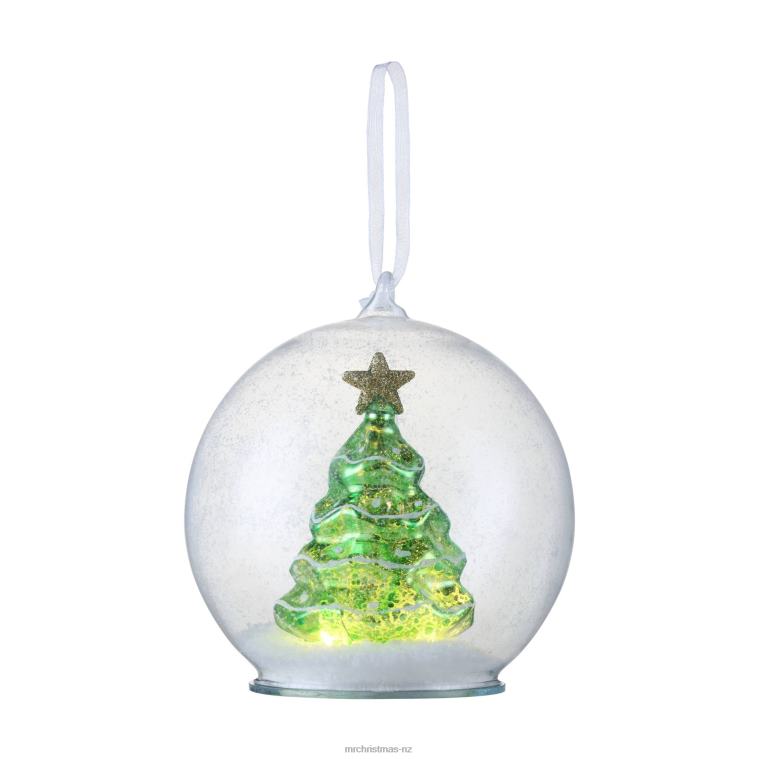 Mr. Christmas Decoration 5.5 Mercury Glass Tree Globe Ornament-Green 0J02690