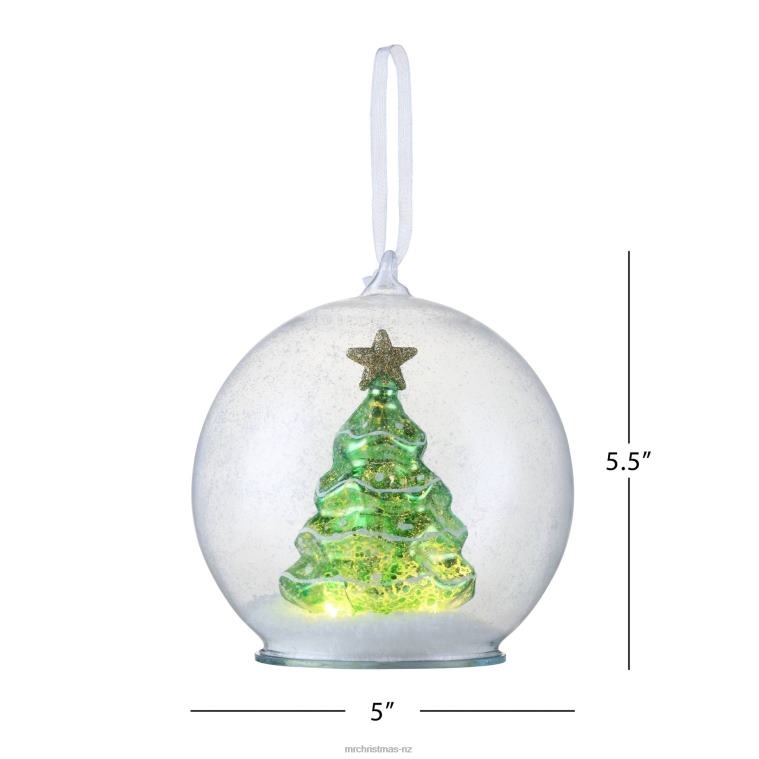 Mr. Christmas Decoration 5.5 Mercury Glass Tree Globe Ornament-Green 0J02690