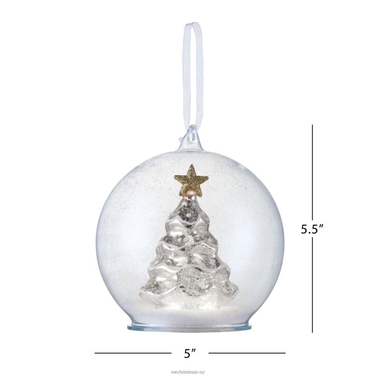 Mr. Christmas Decoration 5.5 Mercury Glass Tree Globe Ornament-Silver 0J02689