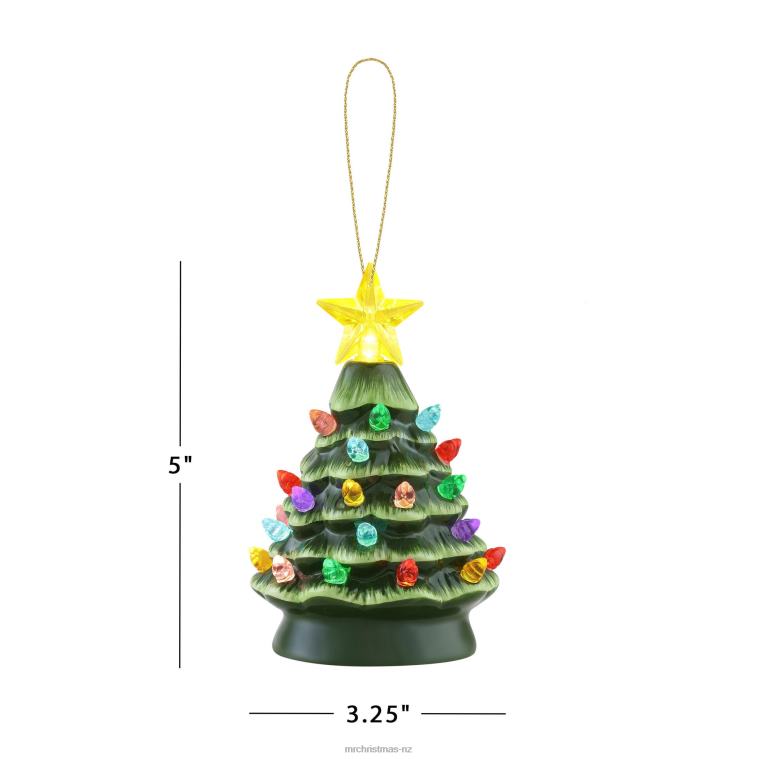 Mr. Christmas Decoration 5 Set of 3 Nostalgic Ceramic Tree Ornaments-Green 0J026119