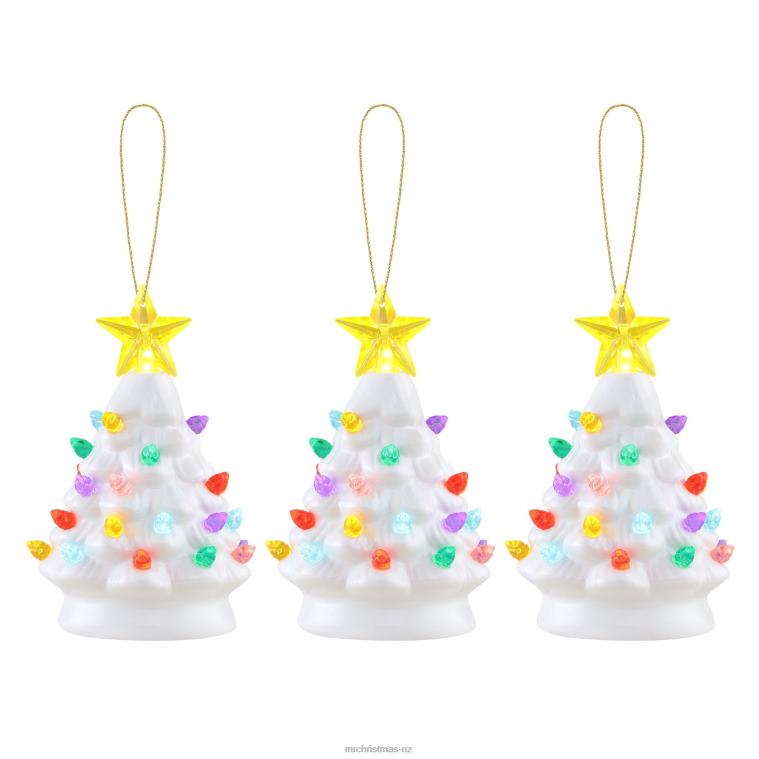 Mr. Christmas Decoration 5 Set of 3 Nostalgic Ceramic Tree Ornaments-White 0J026118