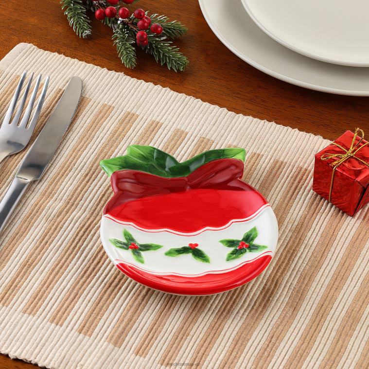 Mr. Christmas Decoration 6 Ceramic Trinket Tray Set-Ornament and Tree 0J02697