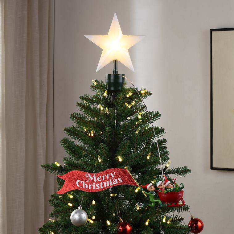 Mr. Christmas Decoration Animated Elves Sleigh Tree Topper with Banner 0J026160