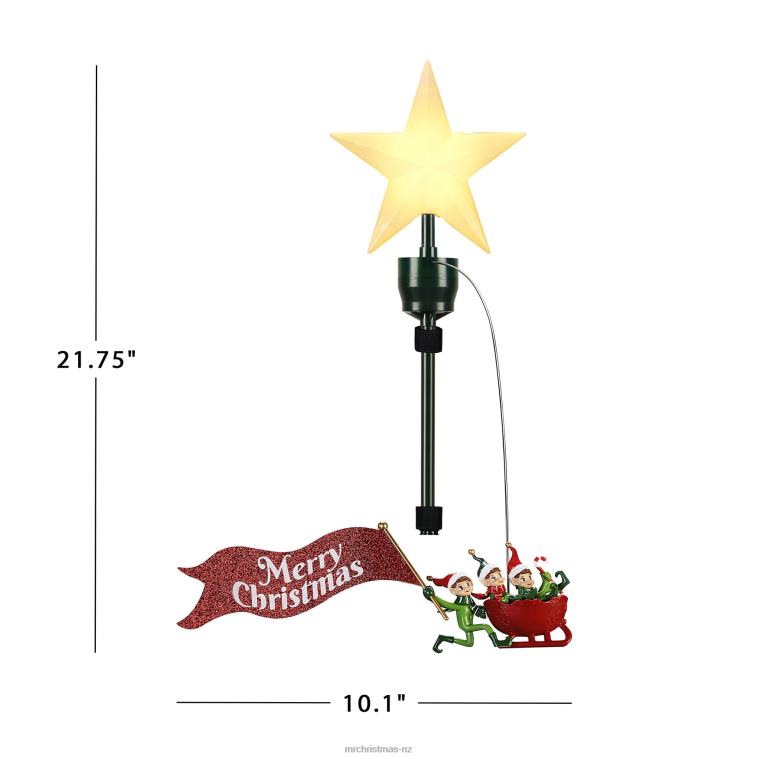 Mr. Christmas Decoration Animated Elves Sleigh Tree Topper with Banner 0J026160
